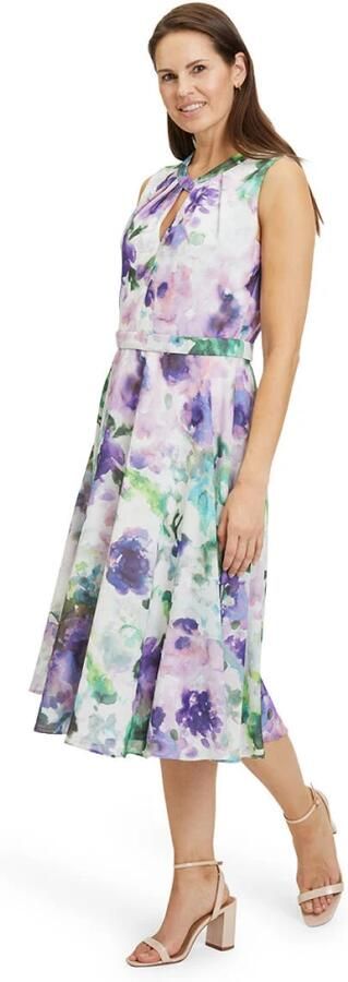 Vera Mont Bloemen Chiffon Jurk met Cut-Out Multicolor Dames - Foto 3