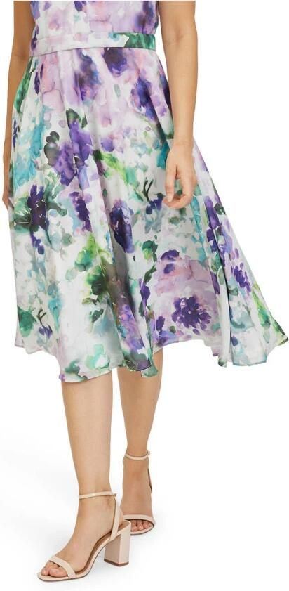 Vera Mont Bloemen Chiffon Jurk met Cut-Out Multicolor Dames