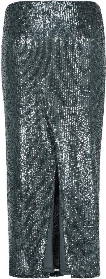 Vera Mont Pailletten Midi Rok met Elastische Taille Gray Dames - Foto 3