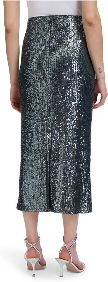 Vera Mont Pailletten Midi Rok met Elastische Taille Gray Dames - Foto 2