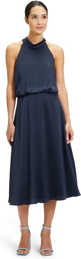 Vera Mont Satin Cocktailjurk met opstaande kraag Blue Dames - Foto 2