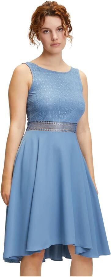 Vera Mont Kant A-Lijn Cocktailjurk Blue Dames