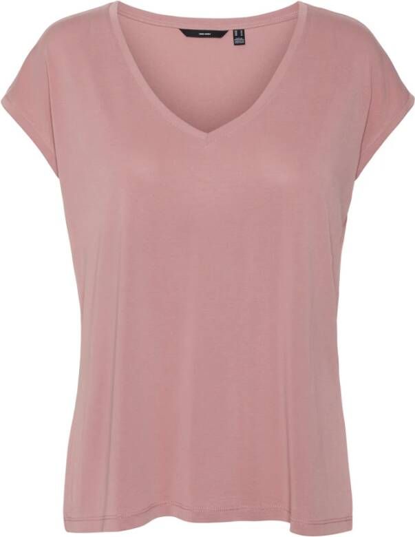 Vero Moda Dames-T-shirt met v-hals Filli Roze Dames