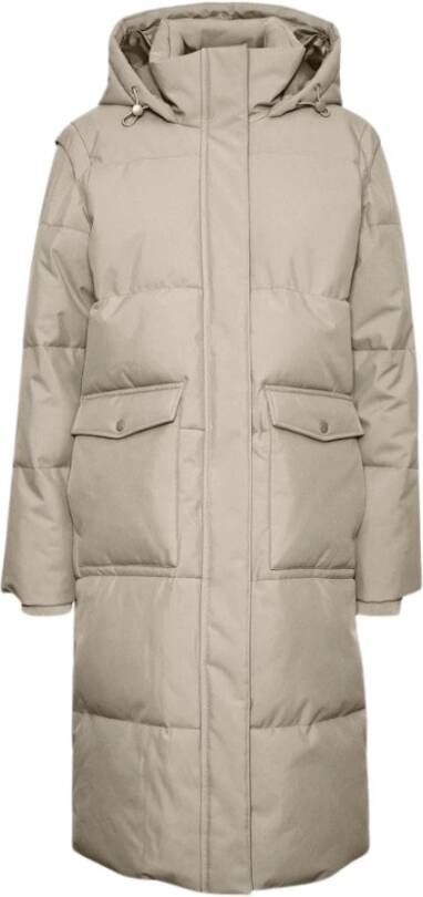 Vero Moda Lange Jas in Havermout Beige Dames