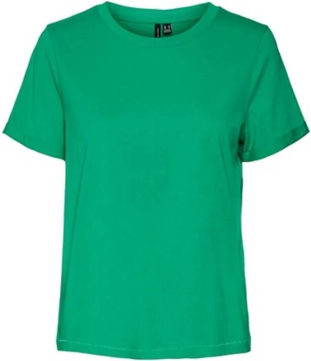Vero Moda Echte Katoenen Korte Mouw T-Shirt Groen Dames