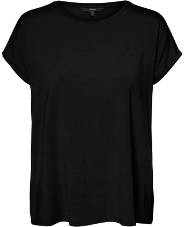 Vero Moda Lyocell Crew Neck Mode T-Shirt Zwart Dames