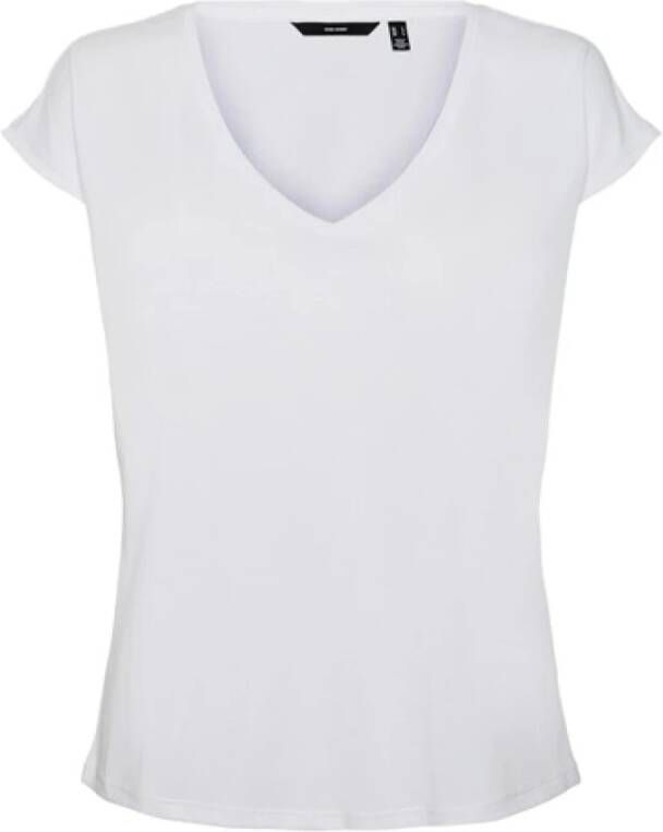 Vero Moda Polyester Blend V-Hals T-Shirt Wit Dames