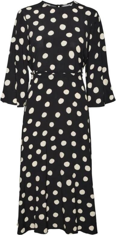 Vero Moda Vmgunver 3 4 O-Neck Calf Dress VMA Zwart GOUD | Freewear Zwart Black Dames