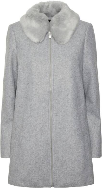 Vero Moda Stijlvolle Faux Fur Shearling Jas Grijs Dames