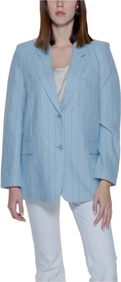 Vero Moda Pinstripe Linen Jacket Lente Zomer Collectie Blue Dames - Foto 3
