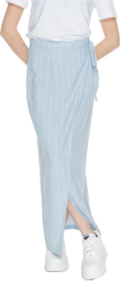 Vero Moda Blauwe Pinstripe Linnen Blend Kant Rok Blue Dames - Foto 4