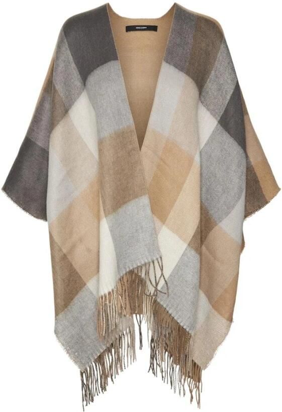 Vero Moda Geruite Poncho in Tiger Eye Kleuren Multicolor Dames