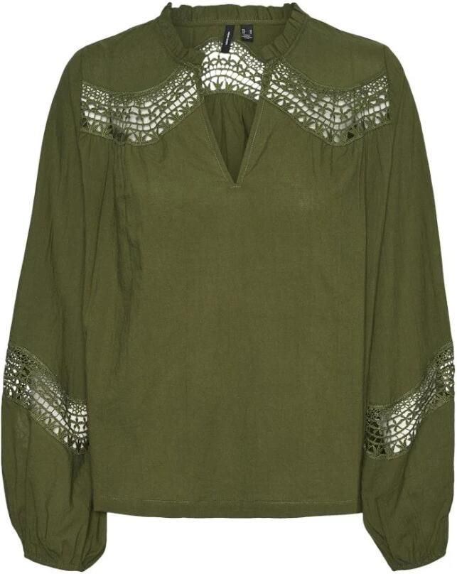 Vero Moda Groene Inzet Lange Mouw Top Green Dames