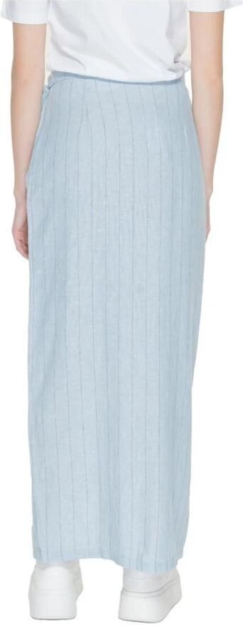 Vero Moda Blauwe Pinstripe Linnen Blend Kant Rok Blue Dames