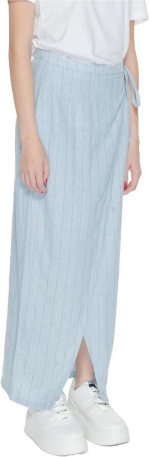 Vero Moda Blauwe Pinstripe Linnen Blend Kant Rok Blue Dames - Foto 2