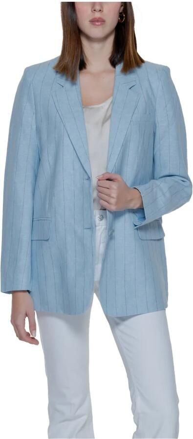 Vero Moda Pinstripe Linen Jacket Lente Zomer Collectie Blue Dames - Foto 2