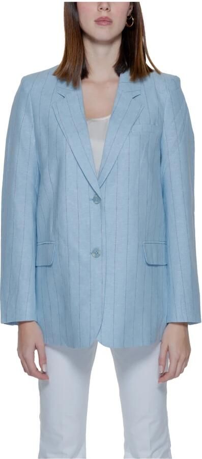 Vero Moda Pinstripe Linen Jacket Lente Zomer Collectie Blue Dames