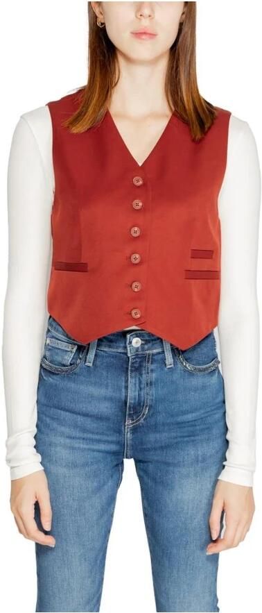 Vero Moda Rode Mouwloze Knoop Gilet Herfst Winter Red Dames - Foto 5