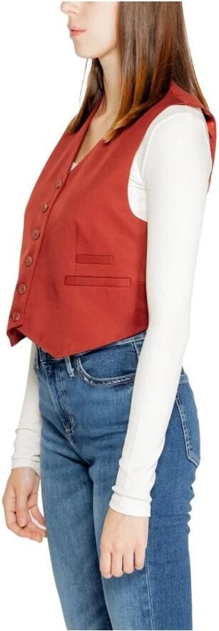 Vero Moda Rode Mouwloze Knoop Gilet Herfst Winter Red Dames - Foto 4