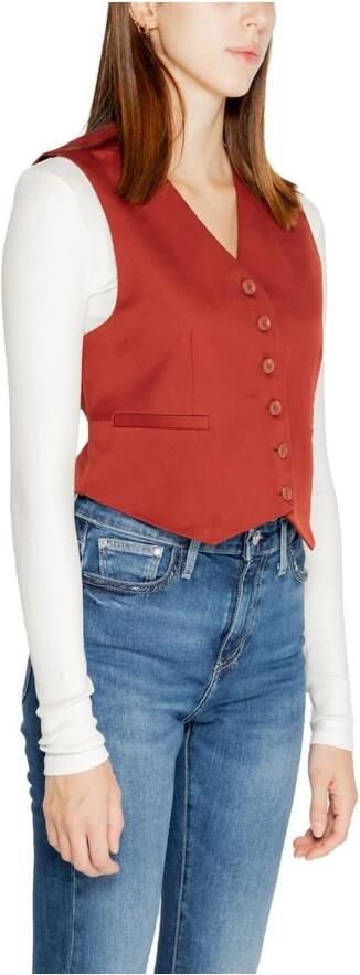 Vero Moda Rode Mouwloze Knoop Gilet Herfst Winter Red Dames - Foto 3