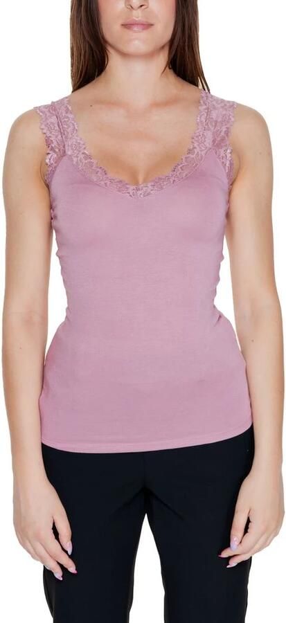 Vero Moda Slim fit top met bandjes en kant model 'ROSA' - Foto 2