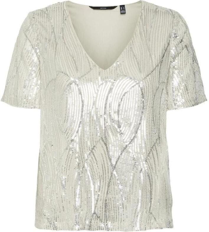 Vero Moda V-hals Top in Pumice Stone Beige Dames