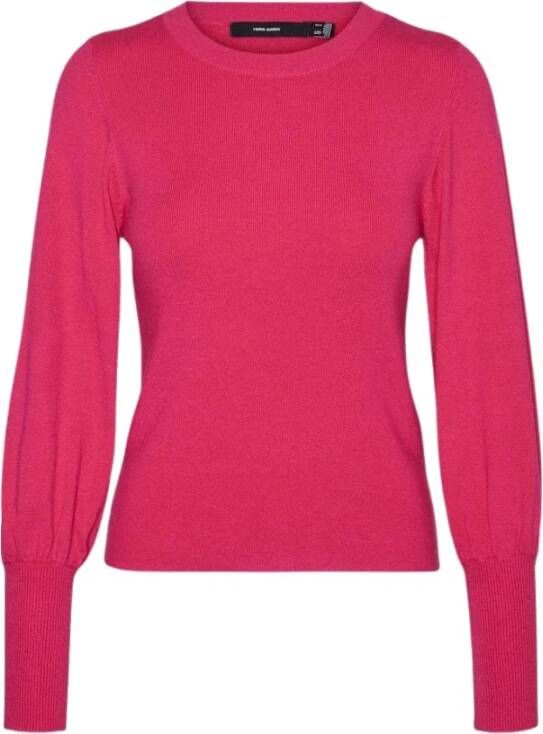 Vero Moda Vmhollykarispuff LS O-Neck Pullov G Roze Dames