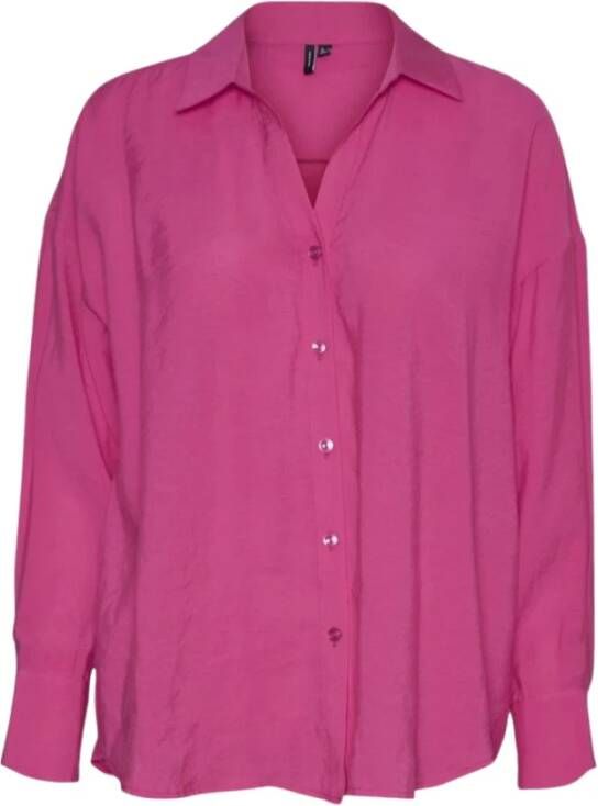 Vero Moda Vmqueeny LS Oversized Shirt Fuchsia Paars Roze Dames