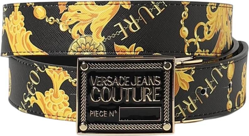 Versace Jeans Couture Logo Versierde Riem met Grieks Motief Black Heren