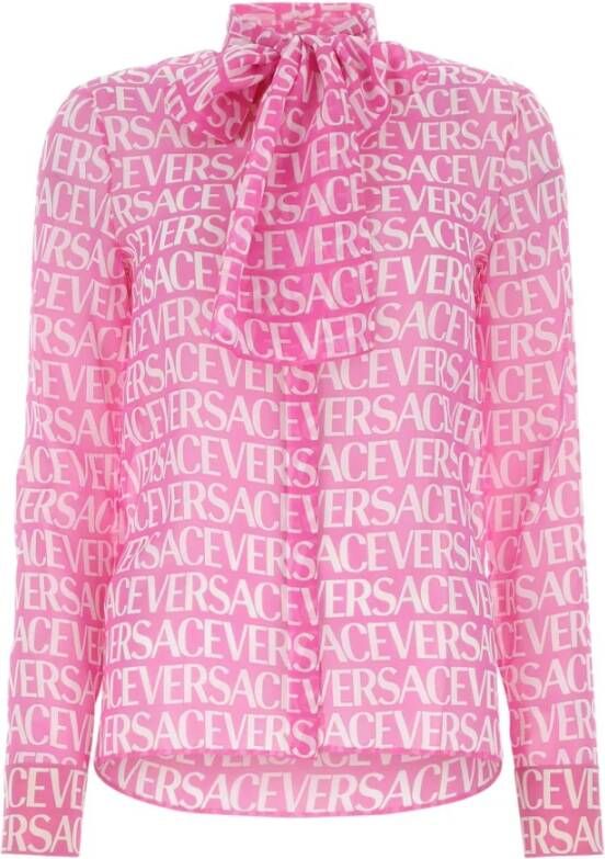 Versace Bedrukte crêpe blouse Pink Dames