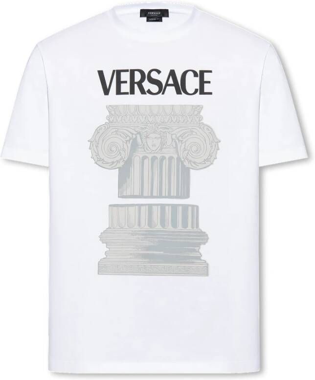 Versace Bedrukt T-shirt Wit Heren