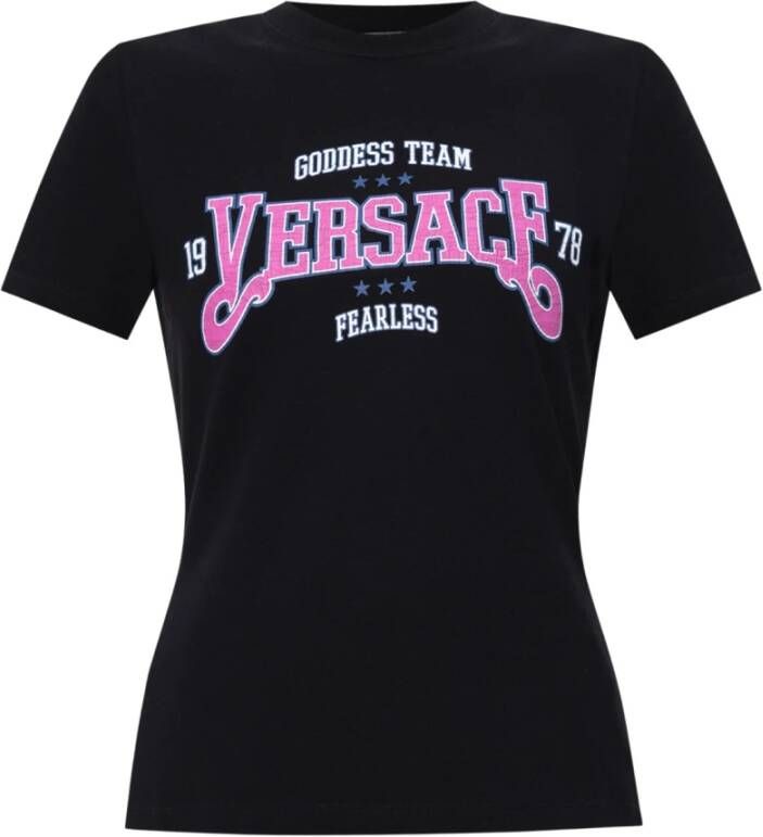 Versace Bedrukt T-shirt Zwart Dames