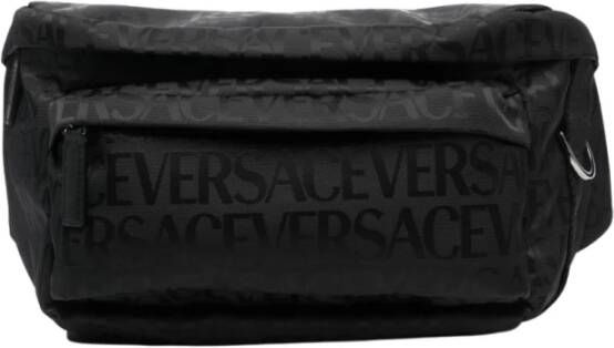 Versace Zwarte Schoudertas met Logo Patroon Black Heren