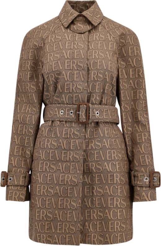 Versace Belted Coats Beige Dames