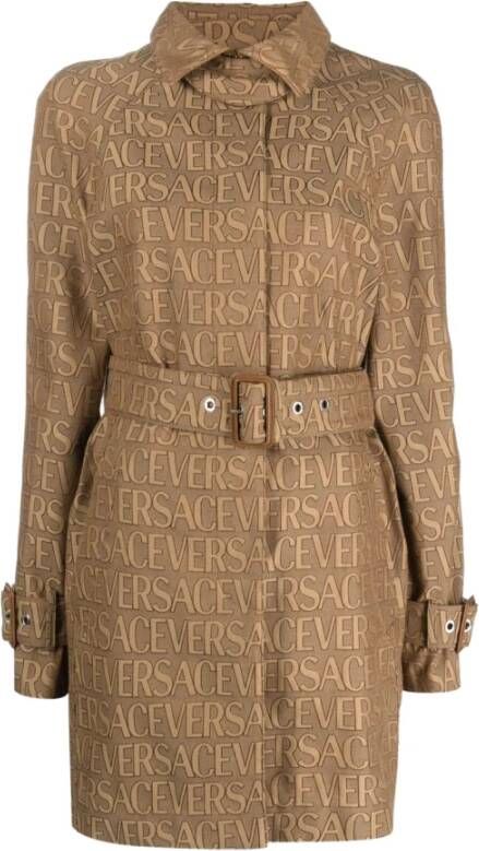 Versace Belted Coats Bruin Dames