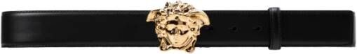 Versace Zwart Leren Medusa Riem Black Heren