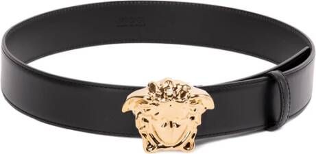 Versace Zwart Leren Medusa Riem Black Heren