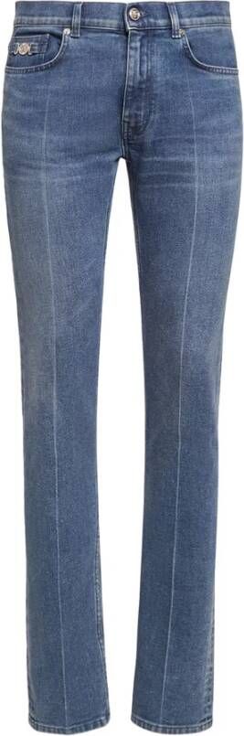 Versace Blauwe Aw23 Heren Jeans met Ritssluiting Blauw Heren