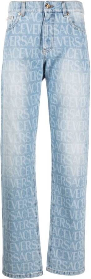Versace Blauwe Denim Jeans met Grafische Print Blauw Heren