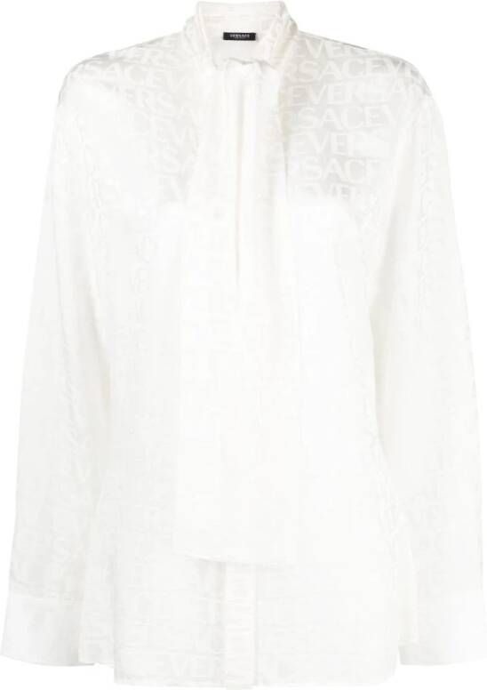 Versace Witte Overal Print Shirt met Medusa Hardware White Dames