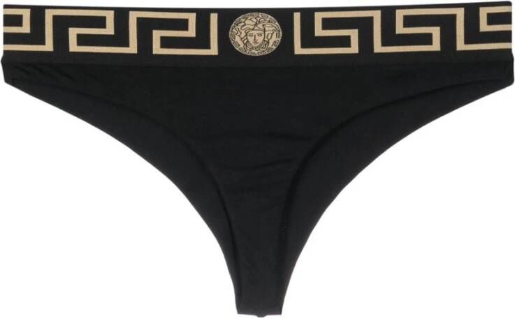 Versace Zwart stretch katoenen ondergoed met Grieks motief en Medusa-logo Black Dames