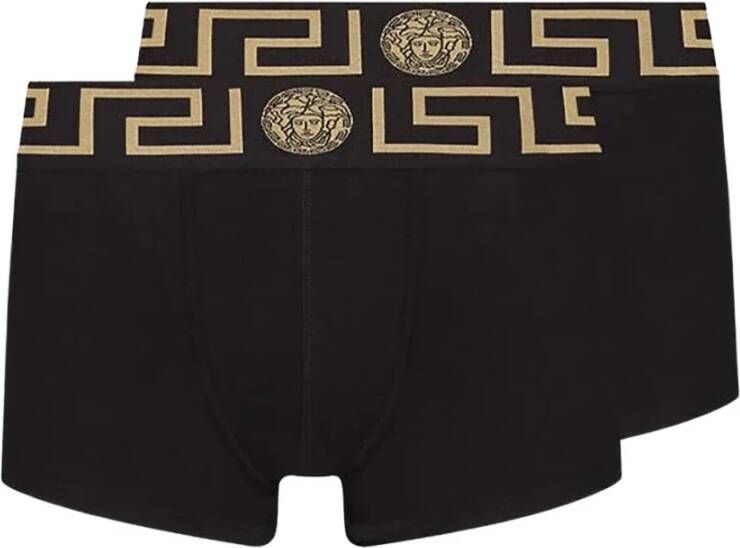 Versace Zwarte katoenen boxershort met Greca-detail Black Heren