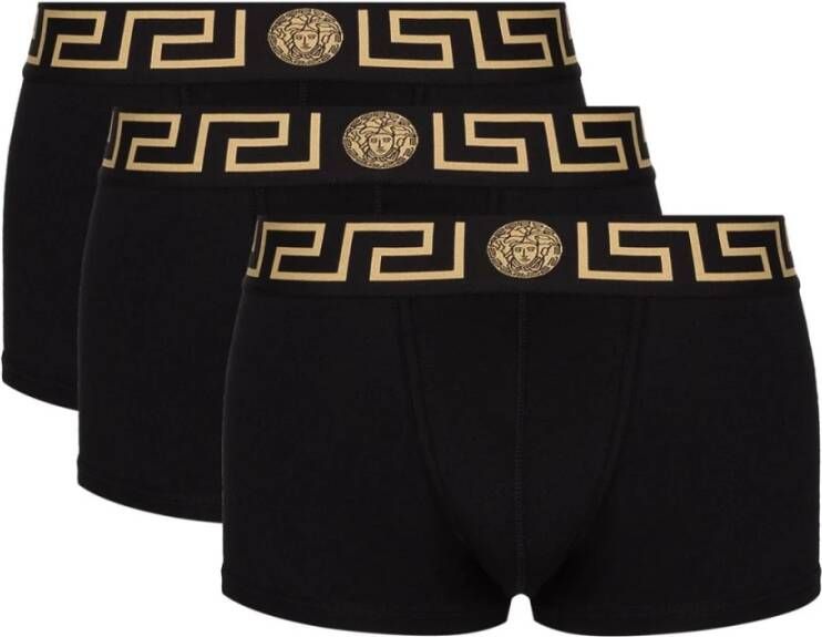Versace Zwarte Boxershorts Set met Logo-Tailleband Black Heren
