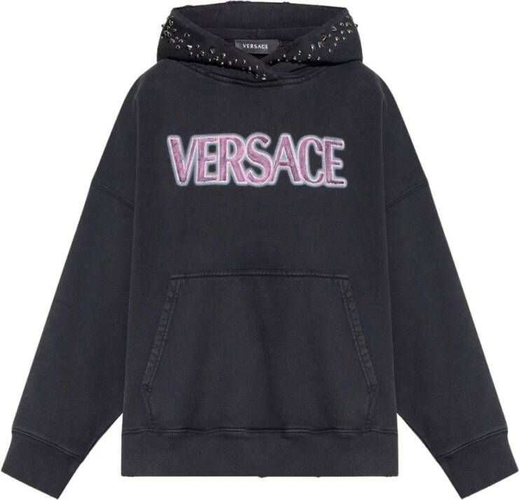 Versace Zwart Oversized Katoenen Sweatshirt Black Dames