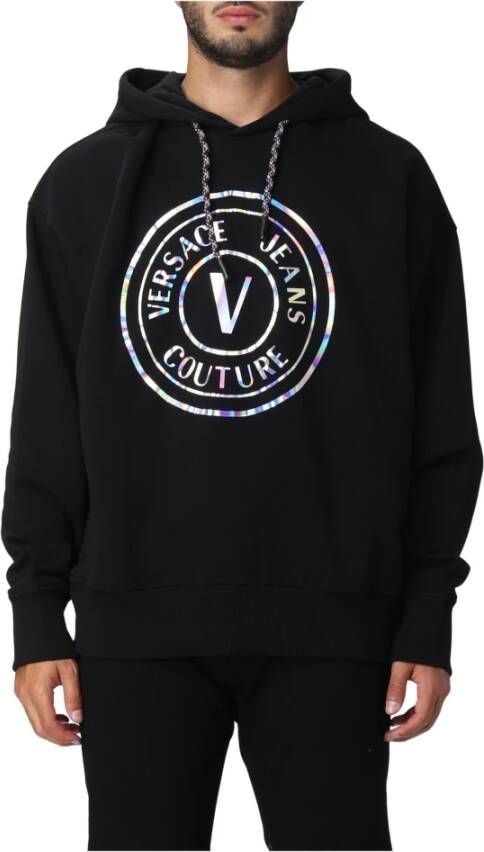 Versace Jeans Couture Zwarte Hoodie met Maxi Logo M Black Heren