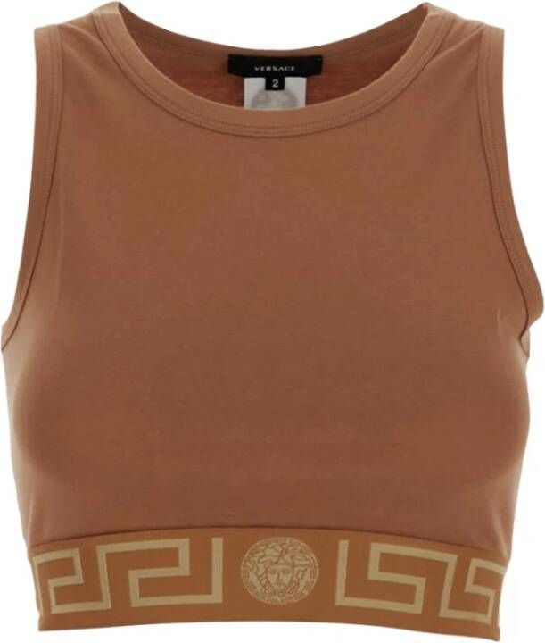 Versace Caramel Greca Tank Top Bruin Dames