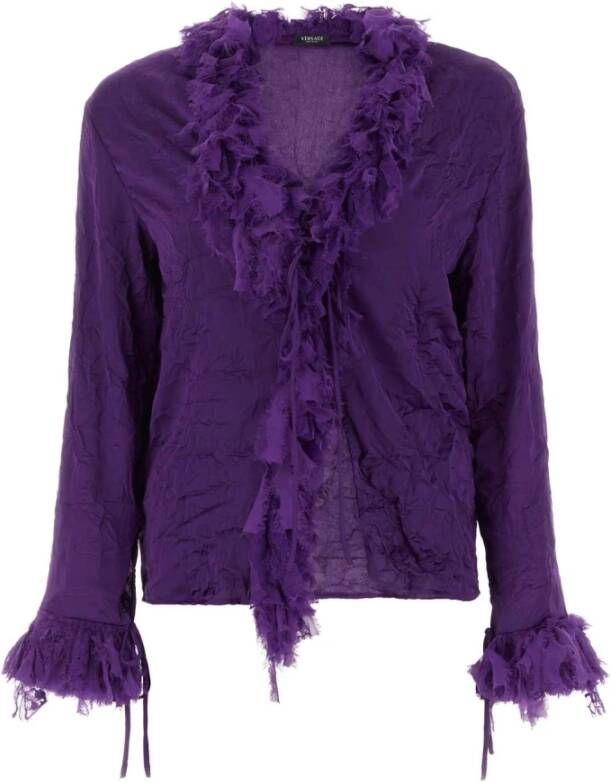 Versace Paarse polyesterblouse Purple Dames