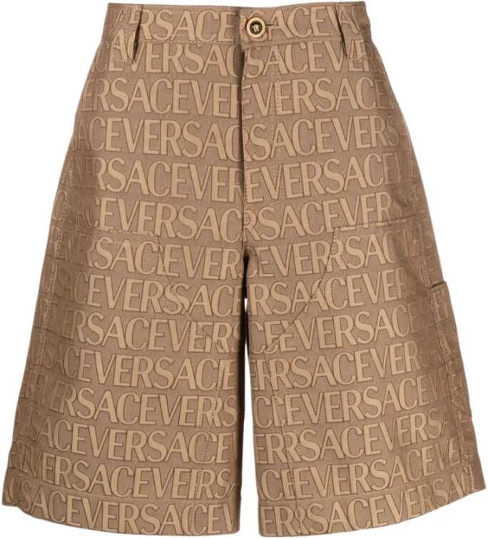 Versace Allover Jacquard Bermuda Shorts Brown Heren