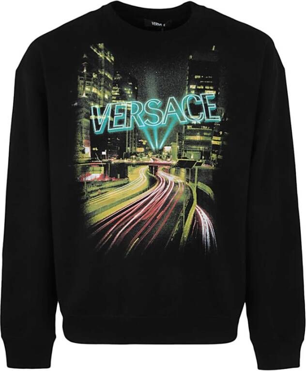 Versace City Lights Print Sweatshirt Zwart Heren