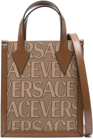 Versace Jacquard Canvas Allover Tote Tas Brown